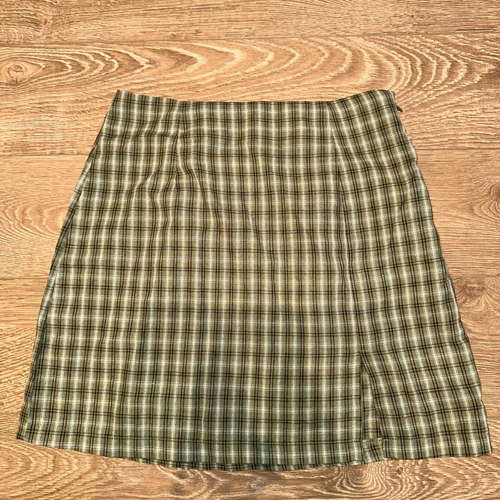 Princess Polly plaid green mini skirt